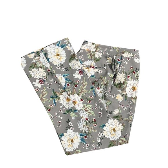 ZARA COLLECTION GRAY WHITE FLORAL STRAIGHT DRESS PANTS S BLOGGER FAV RARE - Picture 3 of 14